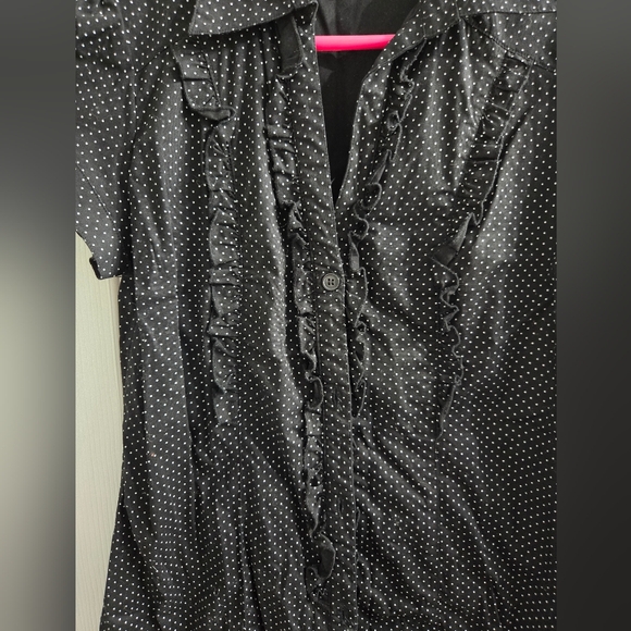 Dolled Up by FANG Button Up Tunic Top Career Retro Y2K Sz Large EUC - Picture 4 of 6